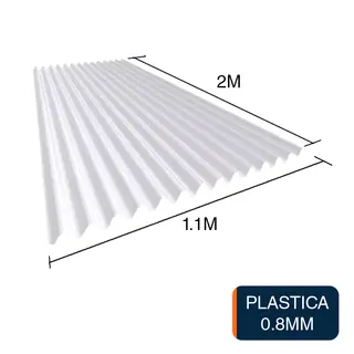 Chapa sinusoidal plastica reforzada blanca 2m x 1.1m x 0.8mm