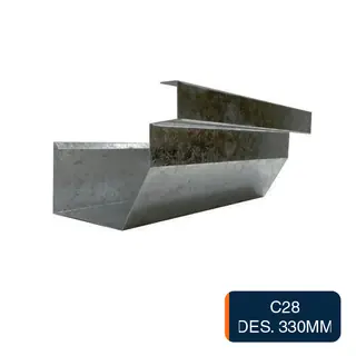 Canaleta americana chapa galvanizada C28 Des. 330mm x 2m