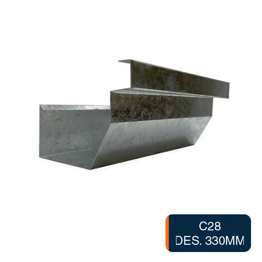 Canaleta americana chapa galvanizada C28 Des. 330mm x 2m