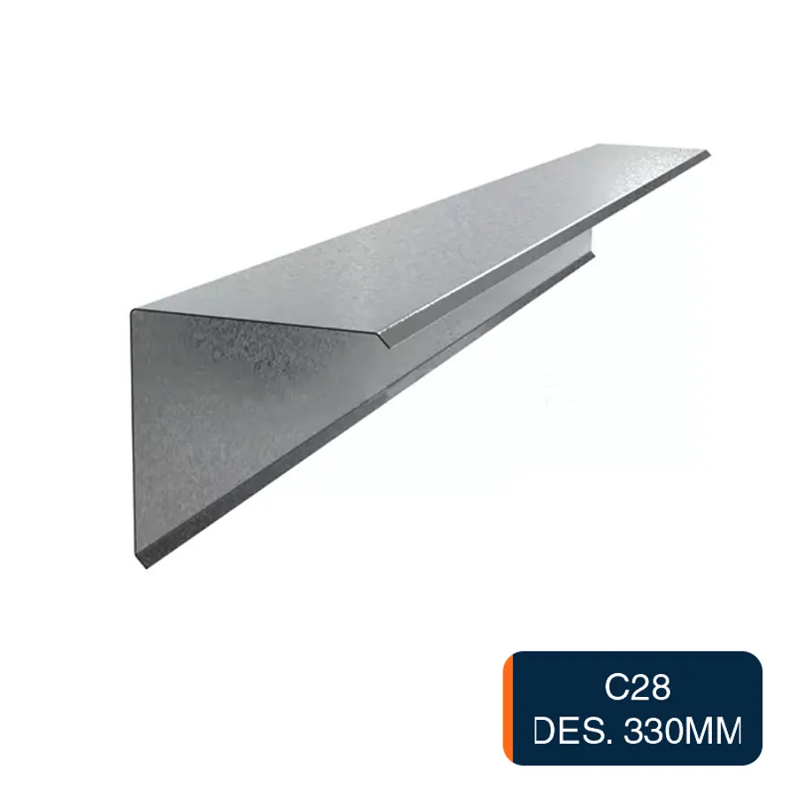 Babeta lateral esquinero chapa galvanizada C28 Des. 330mm x 2m