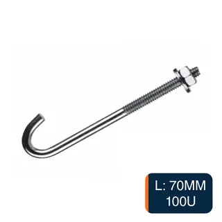 Gancho baston J acero 70mm bolsa x 100u
