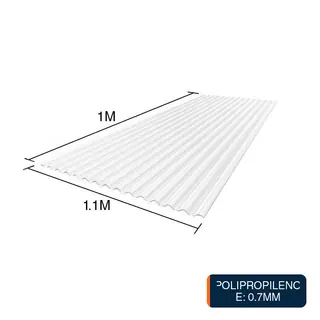 Chapa acanalada reforzada polipropileno blanca 1m x 1.1m x 0.7mm