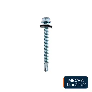 Tornillo autoperforante c/arandela punta mecha hexagonal zincado 14 x 2 1/2"