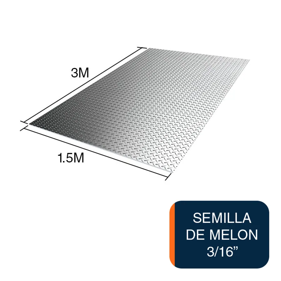 Chapa estampada semilla de melon 3/16" 1.5m x 3m x 4.75mm