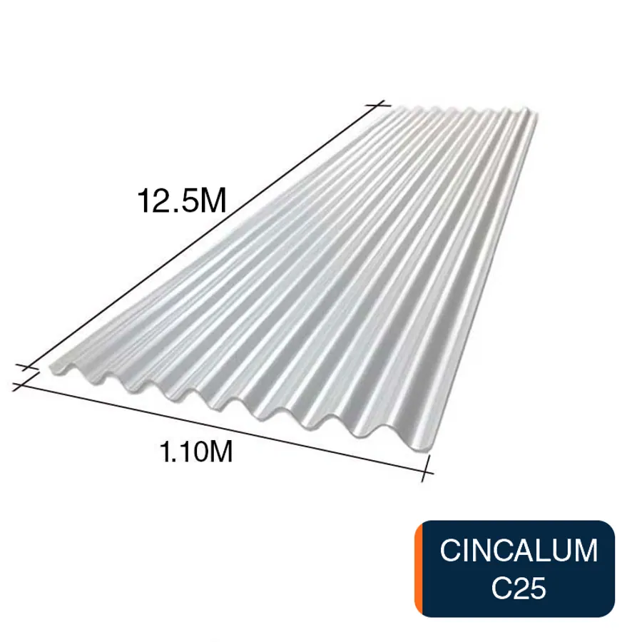 Chapa sinusoidal acanalada cincalum techos C25 12.5m x 1.1m x 0.5mm