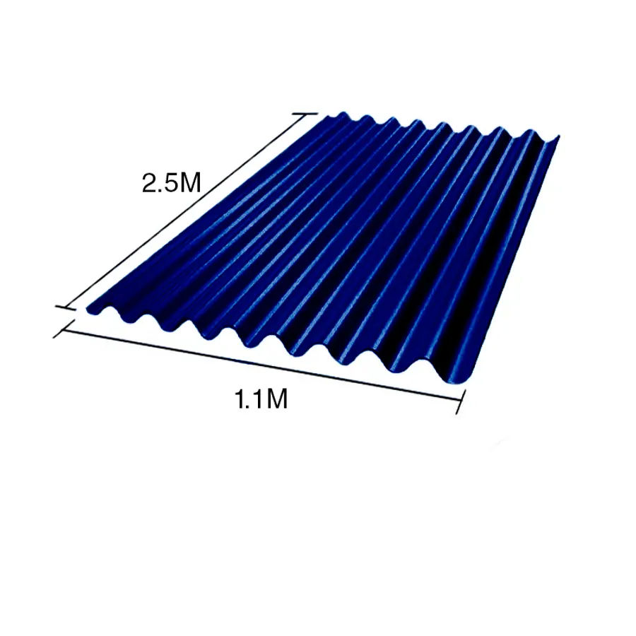 Chapa sinusoidal acanalada galvanizada techos C25 prepintada azul 2.5m x 1.1m x 0.5mm