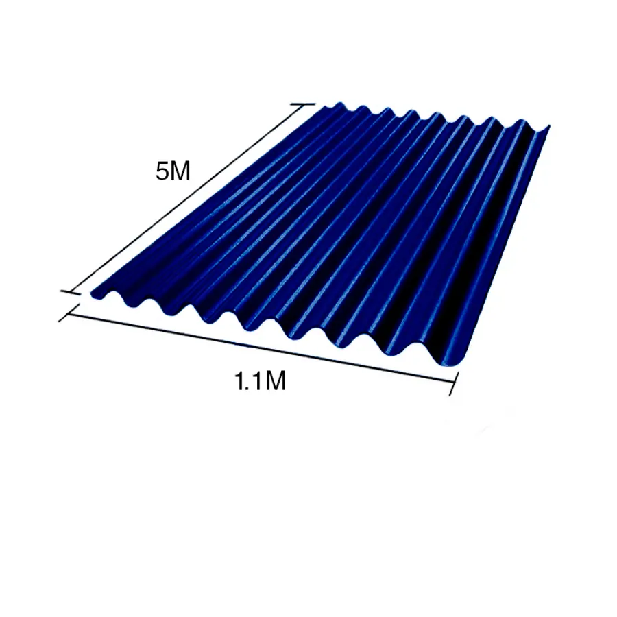 Chapa sinusoidal acanalada galvanizada techos C25 prepintada azul 5m x 1.1m x 0.5mm