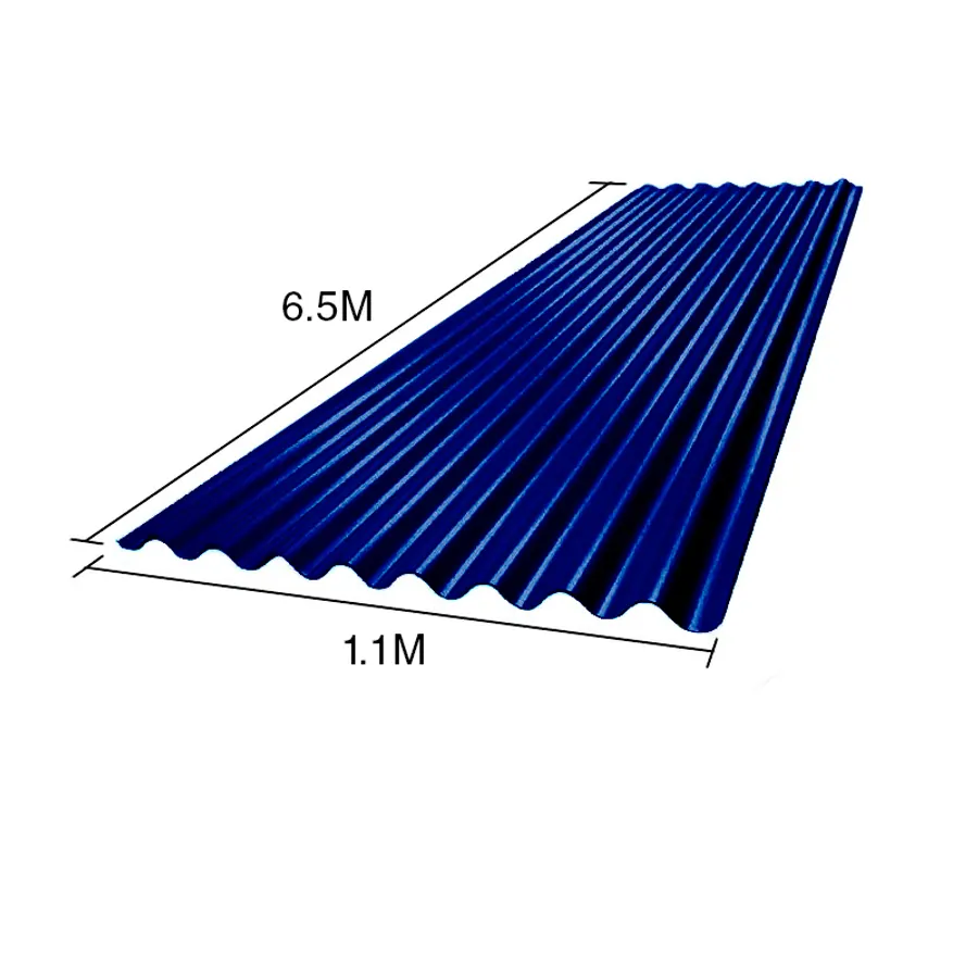 Chapa sinusoidal acanalada galvanizada techos C25 prepintada azul 6.5m x 1.1m x 0.5mm