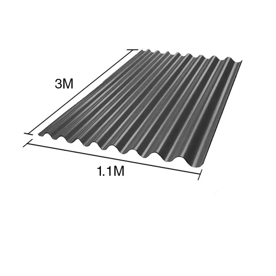 Chapa sinusoidal acanalada galvanizada techos C25 prepintada gris 3m x 1.1m x 0.5mm