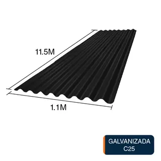 Chapa sinusoidal acanalada galvanizada techos C25 prepintada negro 11.5m x 1.1m x 0.5mm