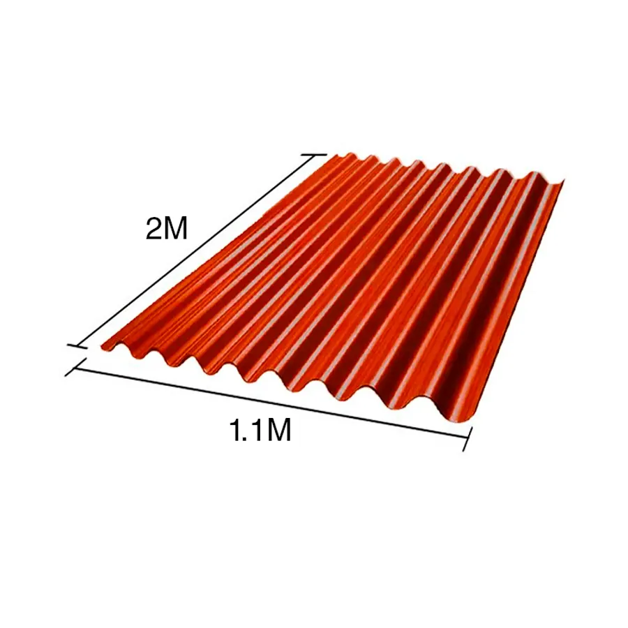 Chapa sinusoidal acanalada galvanizada techos C25 prepintada rojo 2m x 1.1m x 0.5mm