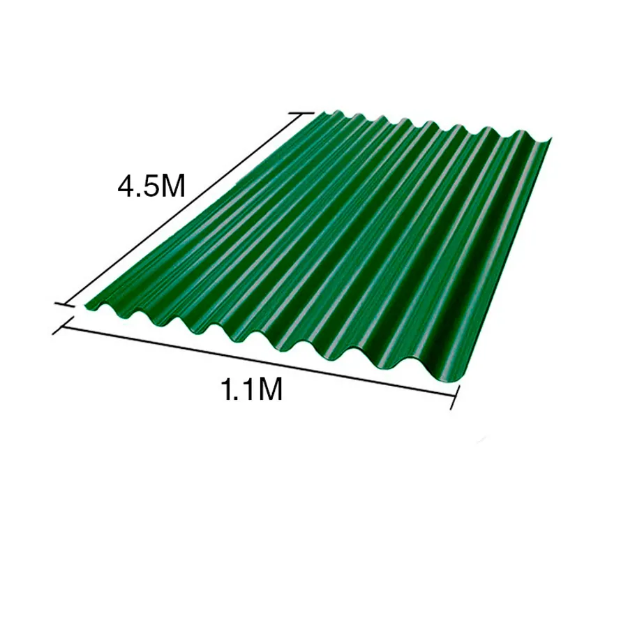 Chapa sinusoidal acanalada galvanizada techos C25 prepintada verde 4.5m x 1.1m x 0.5mm