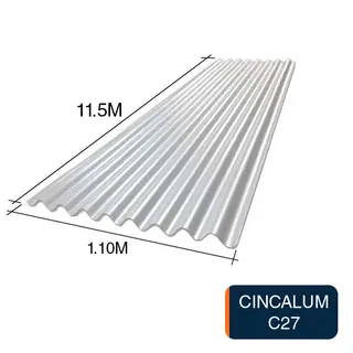 Chapa sinusoidal acanalada cincalum techos C27 11.5m x 1.1m x 0.4mm