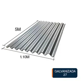 Chapa sinusoidal acanalada galvanizada techos C27 5m x 1.1m x 0.4mm