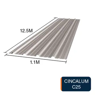 Chapa trapezoidal T1010 cincalum techos C25 12.5m x 1.1m x 0.5mm