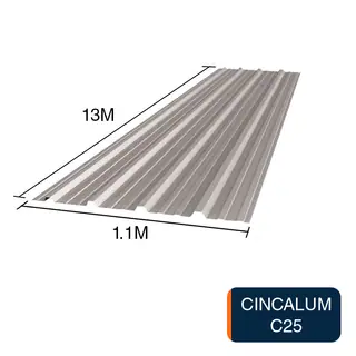 Chapa trapezoidal T1010 cincalum techos C25 13m x 1.1m x 0.5mm