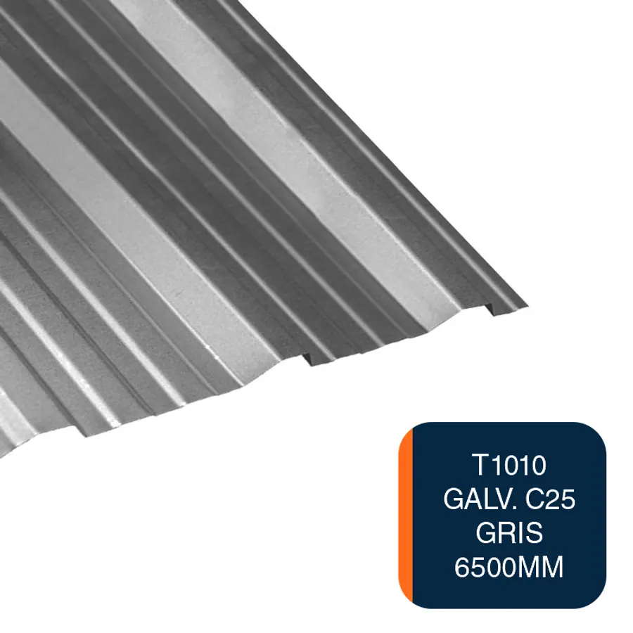 Chapa trapezoidal T1010 galvanizada techos C25 prepintada gris 6.5m x 1.1m x 0.5mm — foto 2