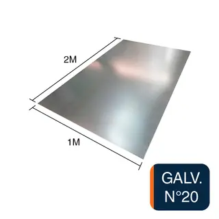 Chapa lisa galvanizada N°20 0.9mm x 1m x 2m
