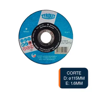 Disco amoladora Basic corte metal ø 115mm x 1.6mm x ø 22.23mm