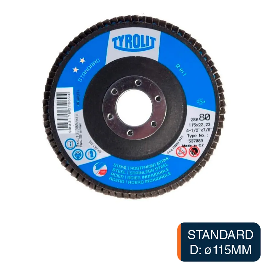 Disco amoladora Flap Standard corte metal ZA80-B ø 115mm x ø 22.23mm
