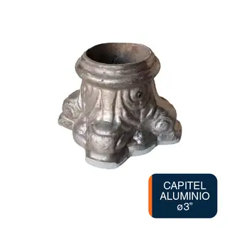 Capitel base columna cuadrada p/caño ø 3" aluminio 148mm x 117mm
