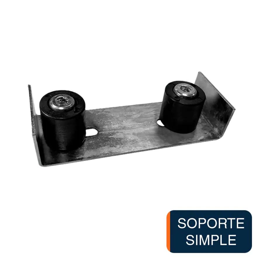 Soporte simple 2 rodillos ø 38mm hierro/polipropileno 60mm x 175mm