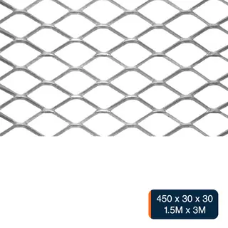 Metal desplegado pesado 450 x 30 x 30 x 6.7kg/m² hoja 1.5m x 3m