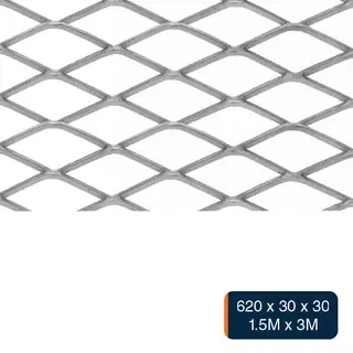 Metal desplegado pesado 620 x 30 x 30 x 5.5kg/m² hoja 1.5m x 3m