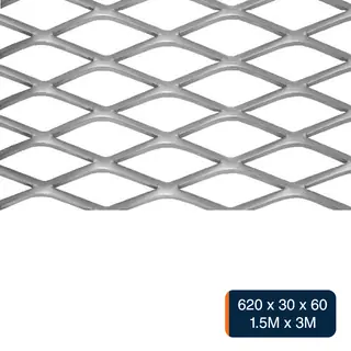 Metal desplegado pesado 620 x 30 x 60 x 11.6kg/m² hoja 1.5m x 3m