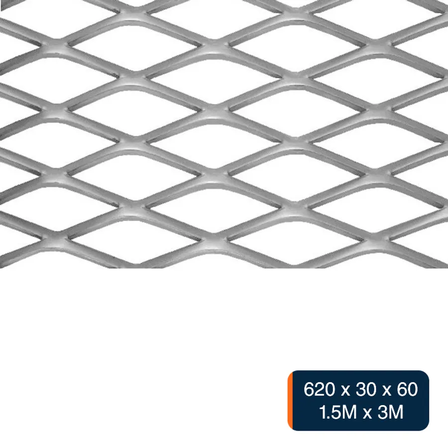 Metal desplegado pesado 620 x 30 x 60 x 11.6kg/m² hoja 1.5m x 3m