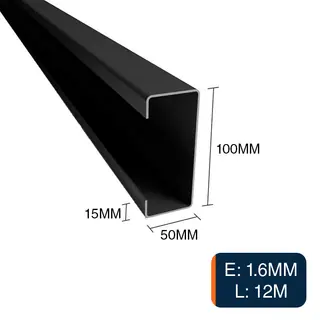 Perfil C acero laminado en caliente pestaña 15mm estructuras metalicas 100mm x 50mm x 12m x 1.6mm