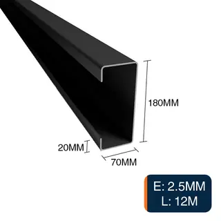 Perfil C acero laminado en caliente pestaña 20mm estructuras metalicas 180mm x 70mm x 12m x 2.5mm