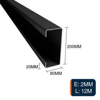 Perfil C acero laminado en caliente pestaña 20mm estructuras metalicas 200mm x 80mm x 12m x 2mm