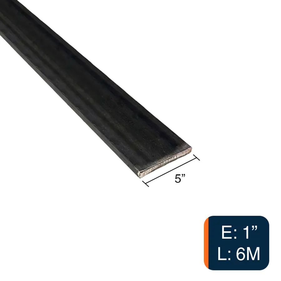 Planchuela lisa herreria acero laminado 5" x 1" barra 127mm x 25.4mm x 6m