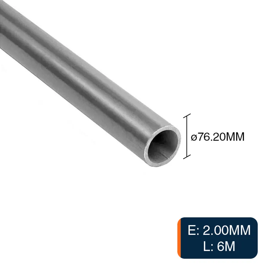 Caño redondo estructural acero 2.00mm x ø 76.20mm - ø 3" x 6m