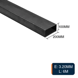 Caño rectangular estructural acero 3.20mm tubo 100mm x 200mm x 6m