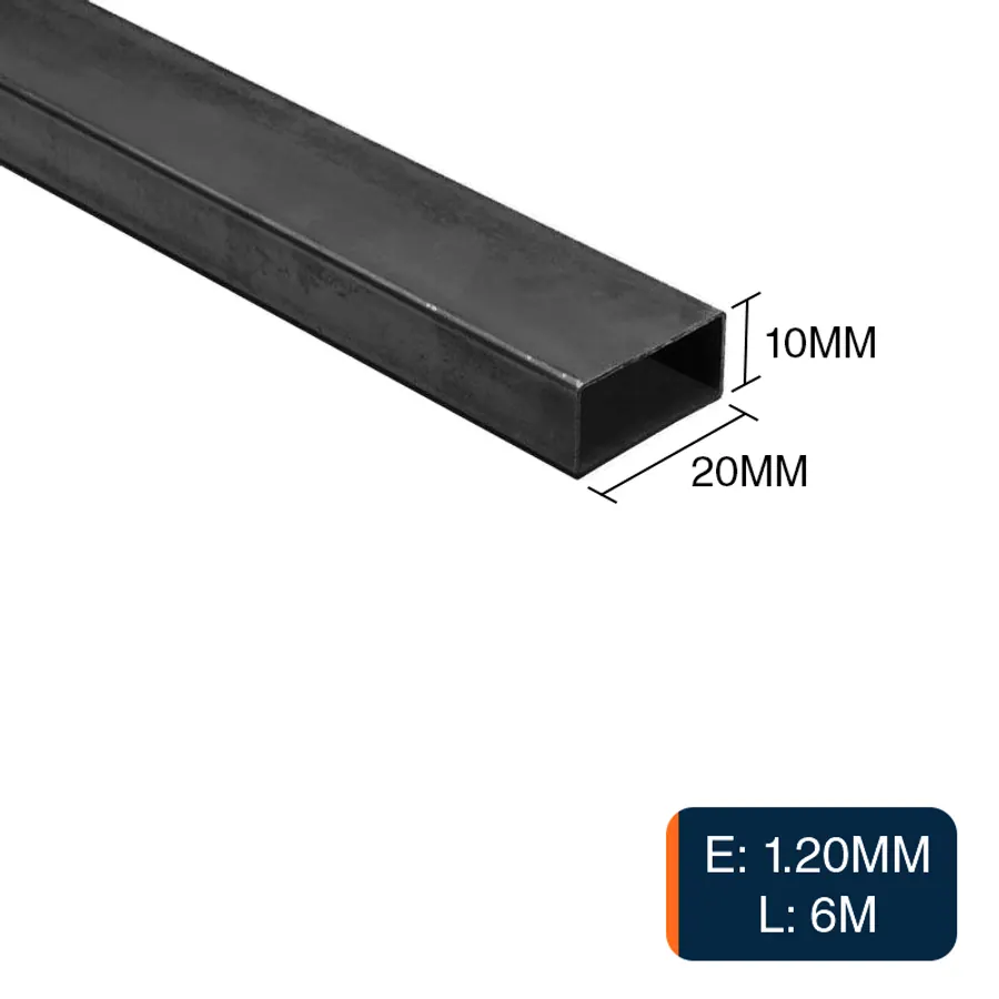 Caño rectangular estructural acero 1.2mm tubo 10mm x 20mm x 6m