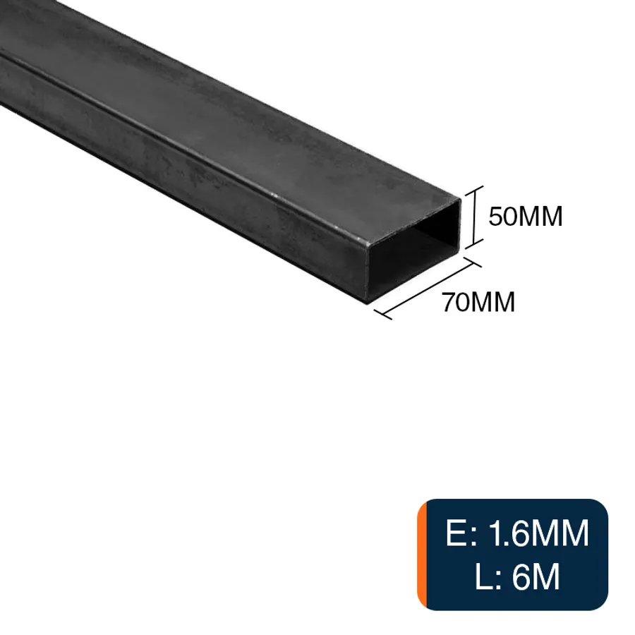 Caño rectangular estructural acero 1.6mm tubo 50mm x 70mm x 6m
