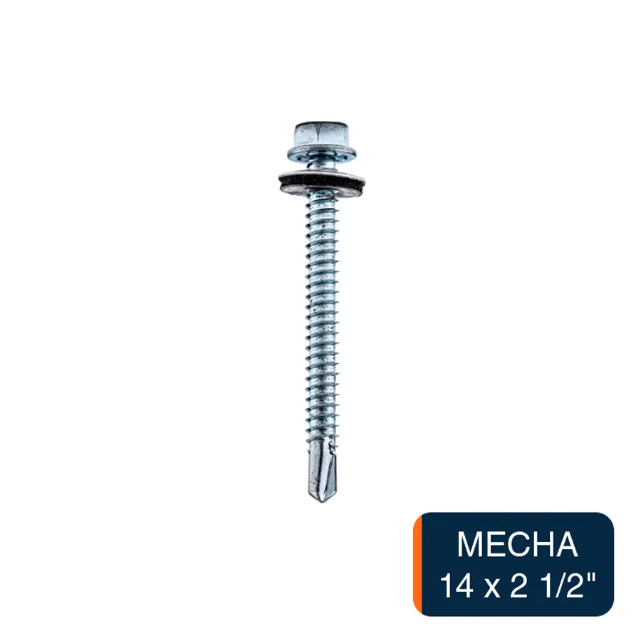 Tornillo autoperforante c/arandela punta mecha hexagonal 14 x 2 1/2"