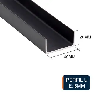 Perfil U acero laminado en caliente 40mm x 20mm x 5mm x 6m