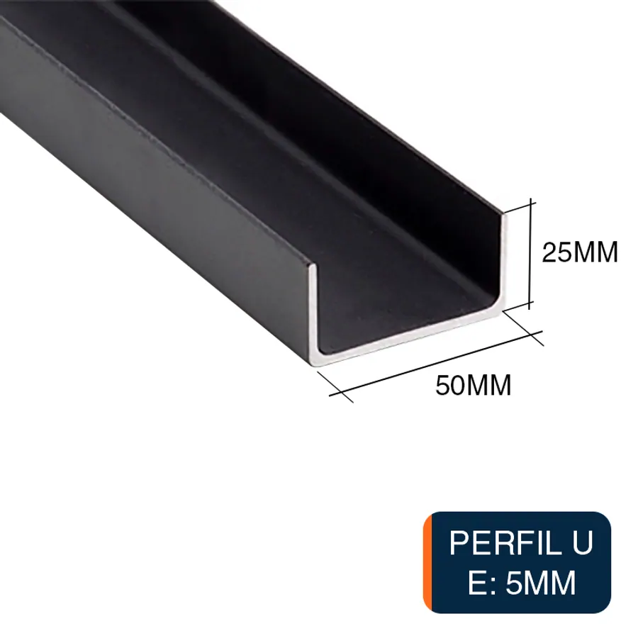 Perfil U acero laminado en caliente 50mm x 25mm x 5mm x 6m